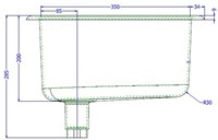 Labstream sink 350mm "Kappa",  RAL 7035-3
