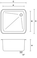 Labstream sink 450x450x250mm "Kappa",   RAL 7035-2