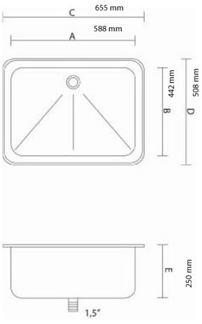 Labstream sink 600x450x250mm "Kappa",   RAL 7035-2