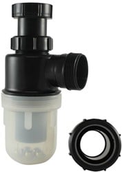 Labstream PP bekersifon 1,5"x1,5" buis, doorzichtige beker